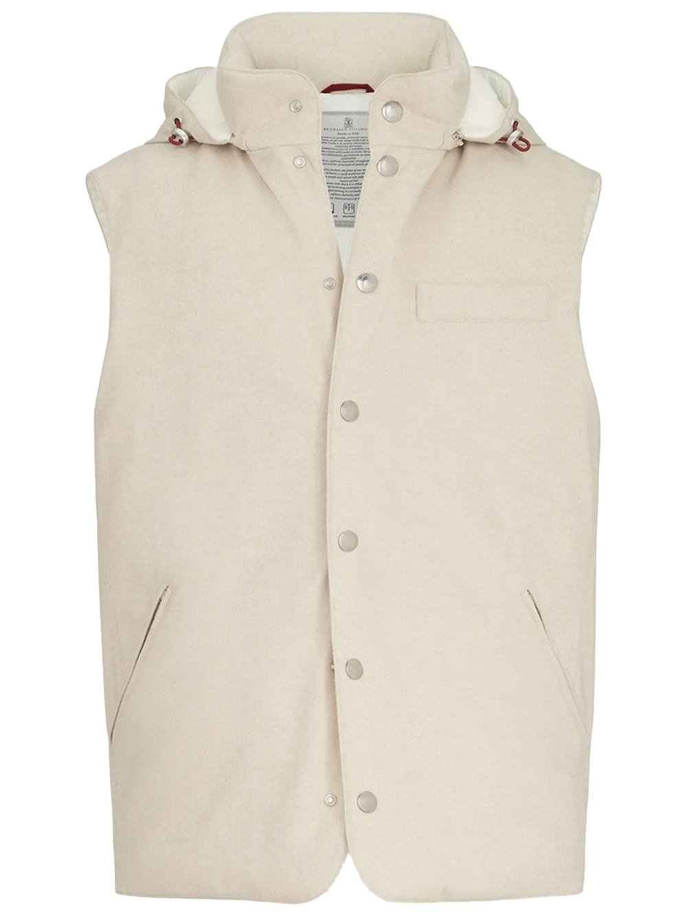 Brunello Cucinelli Men Bonded Wool Flannel Down Vest With Detachable Hood BRUNELLO CUCINELLI