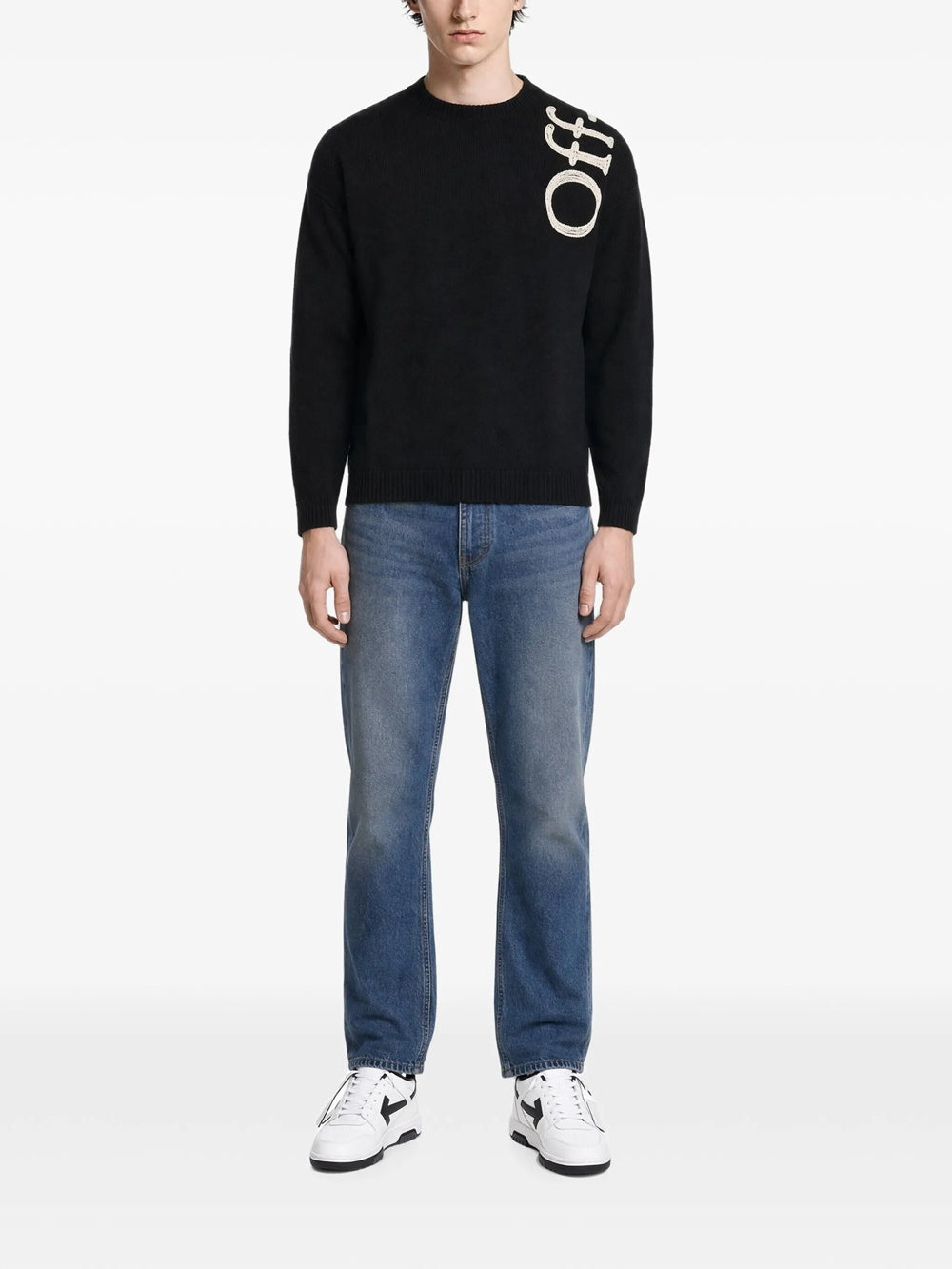 Off-White Men Vertical Bookish Knit Crewneck OFF-WHITE