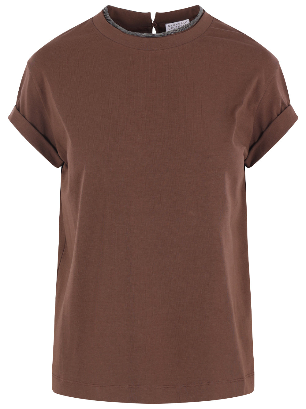 Brunello Cucinelli Women Stretch Cotton Jersey T-Shirt With Precious Faux Layering BRUNELLO CUCINELLI