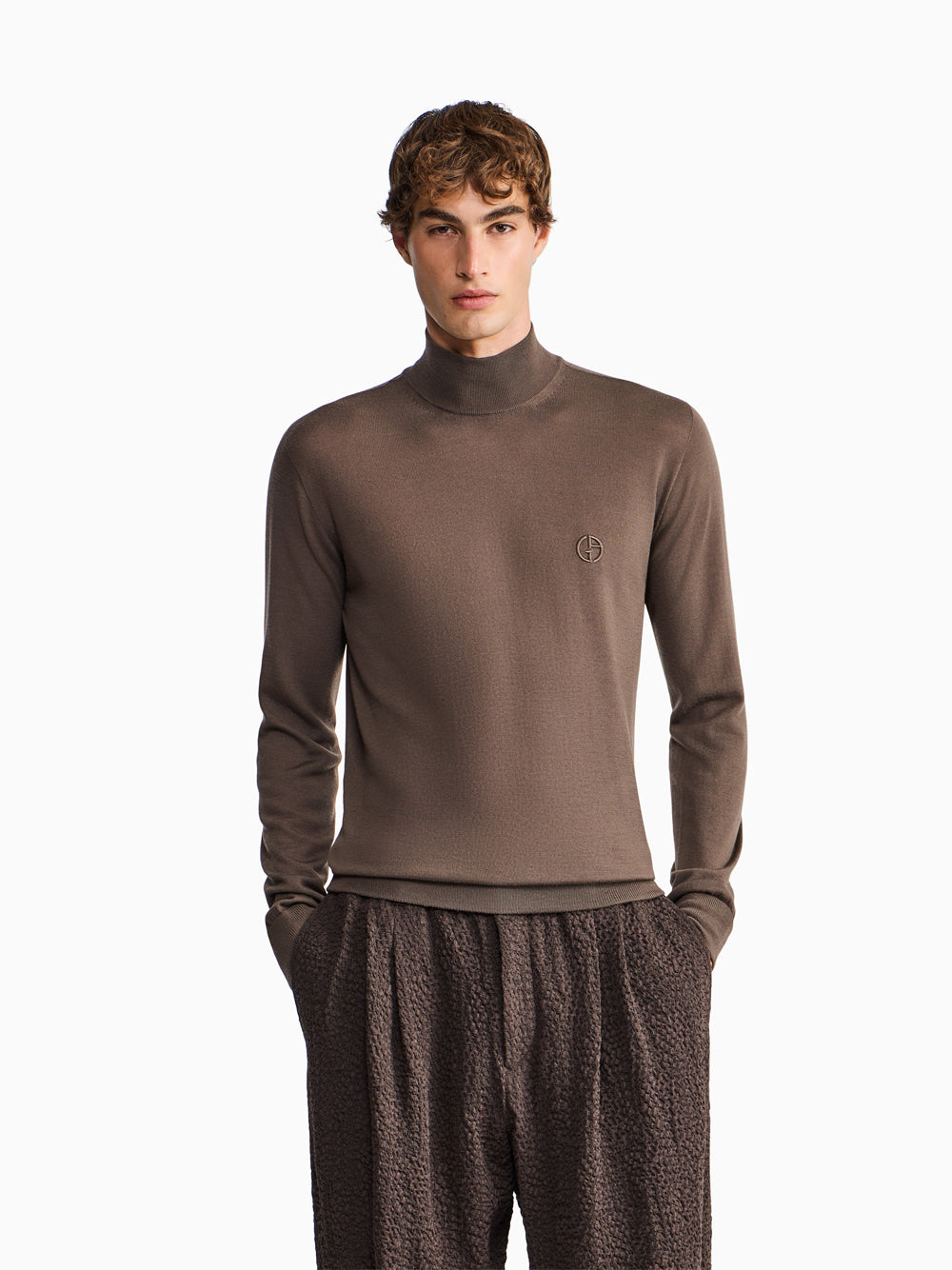 Giorgio Armani Men Slim-Fit Sweater In Plain Knit Virgin Wool GIORGIO ARMANI