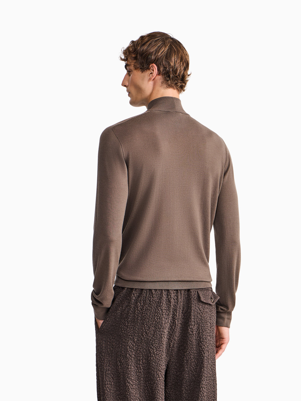 Giorgio Armani Men Slim-Fit Sweater In Plain Knit Virgin Wool GIORGIO ARMANI