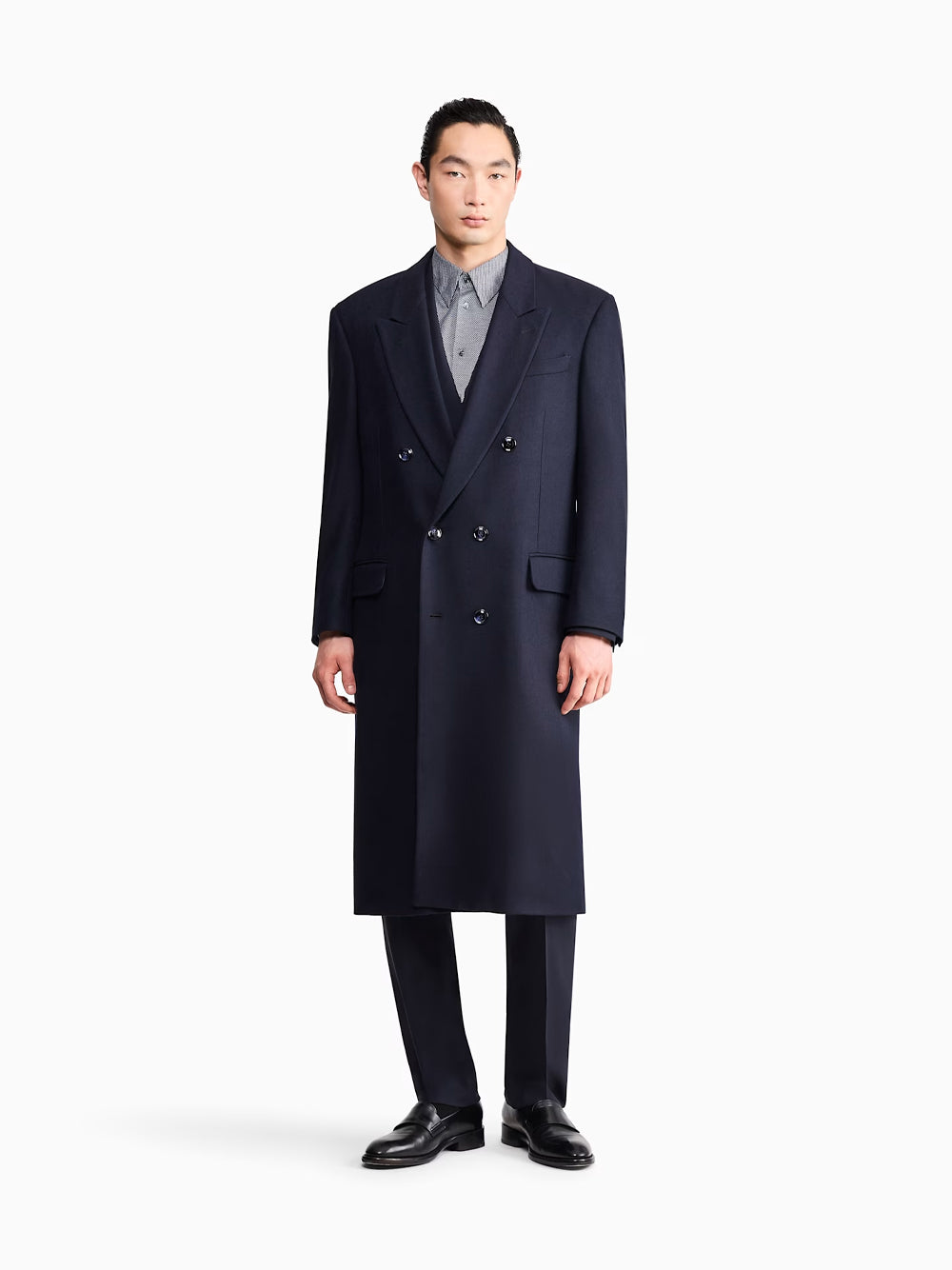 Giorgio Armani Men Cappotto In Lana Vergine E Cashmere Con Motivo Chevron GIORGIO ARMANI