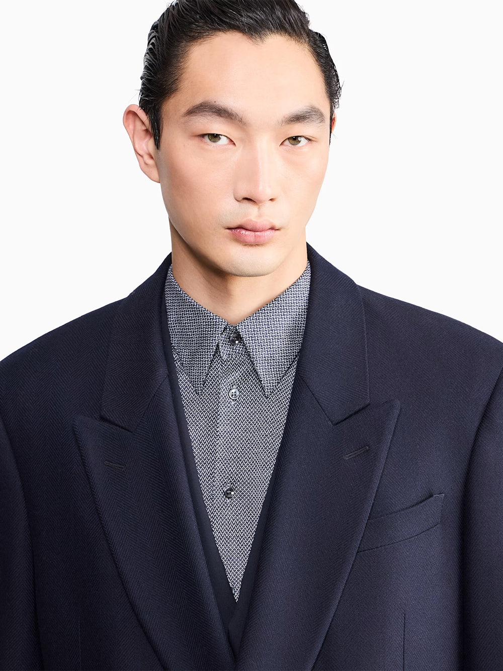 Giorgio Armani Men Cappotto In Lana Vergine E Cashmere Con Motivo Chevron GIORGIO ARMANI