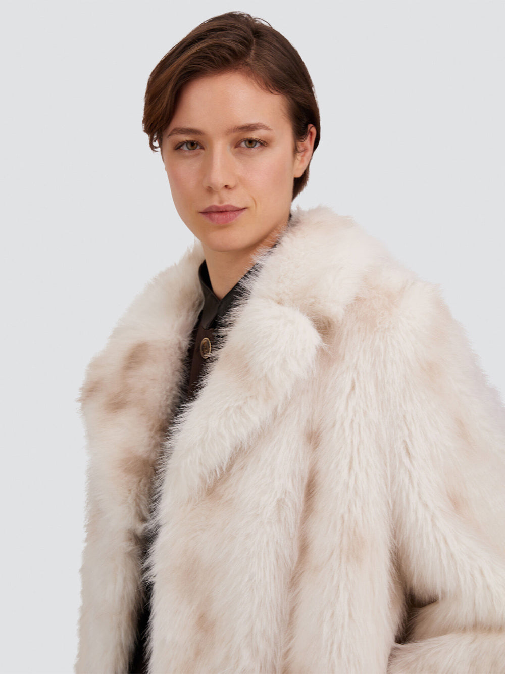 Herno Women Cappotto Tocco Pelliccia Effetto Lince