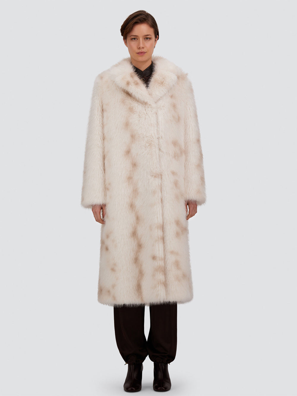 Herno Women Cappotto Tocco Pelliccia Effetto Lince