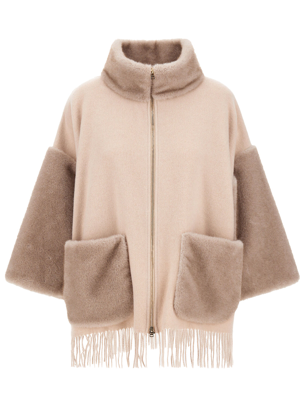 Herno Women Poncho In Lana, Cashmere E Melange Effetto Visone HERNO