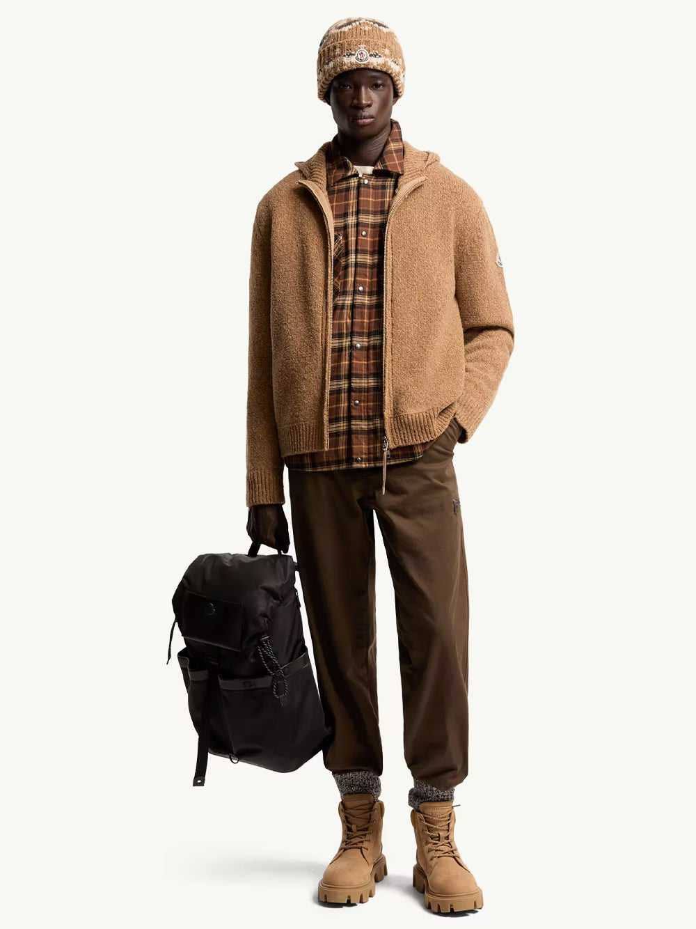 Moncler Men Felpa Con Zip E Cappuccio In Misto Lana Bouclé MONCLER