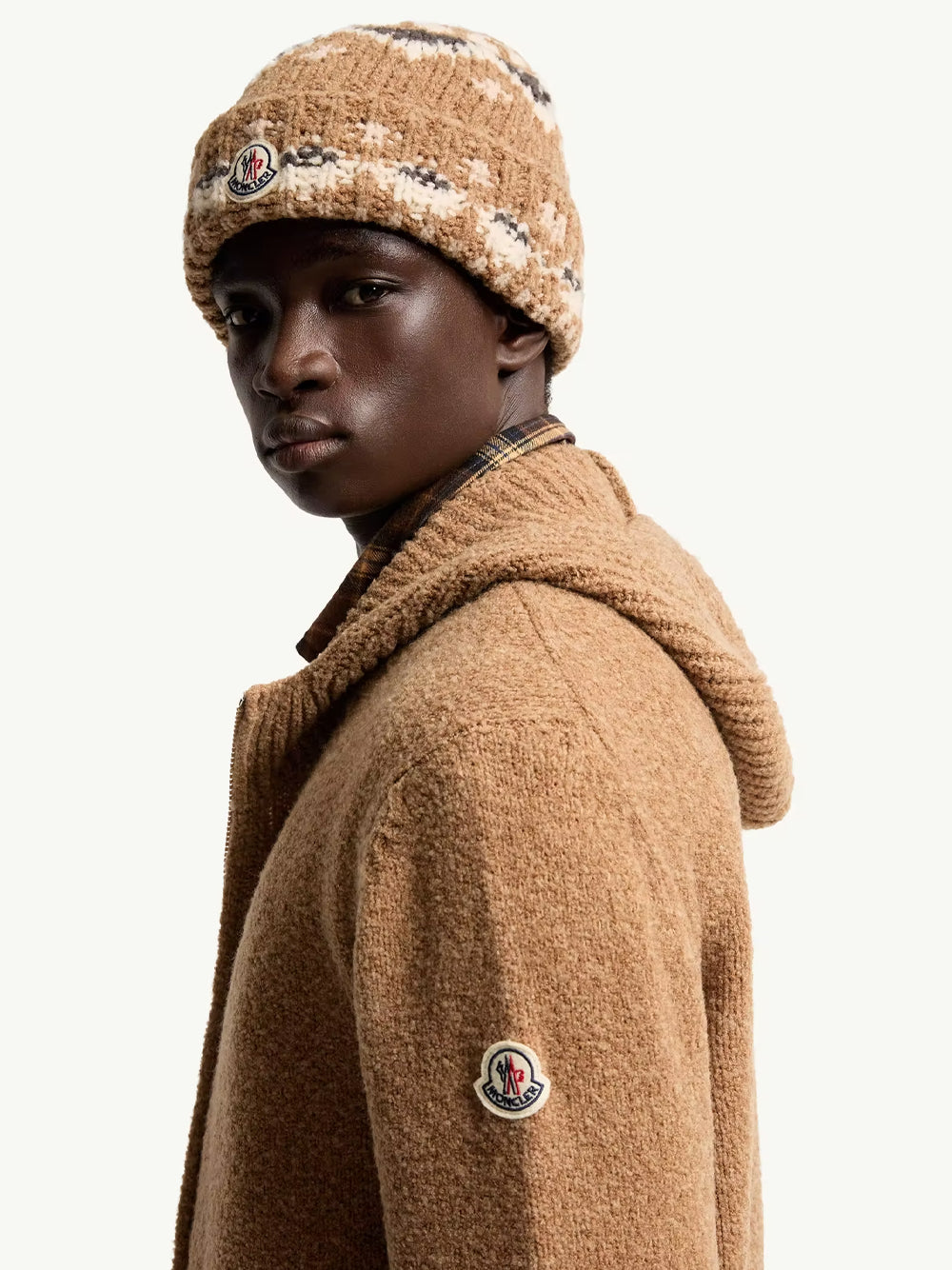 Moncler Men Felpa Con Zip E Cappuccio In Misto Lana Bouclé MONCLER