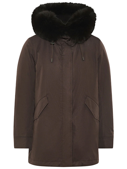 Yves Salomon Women Parka Corto Iconico In Misto Cotone Impermeabile Con Pelliccia Di Volpe E Coniglio YVES SALOMON