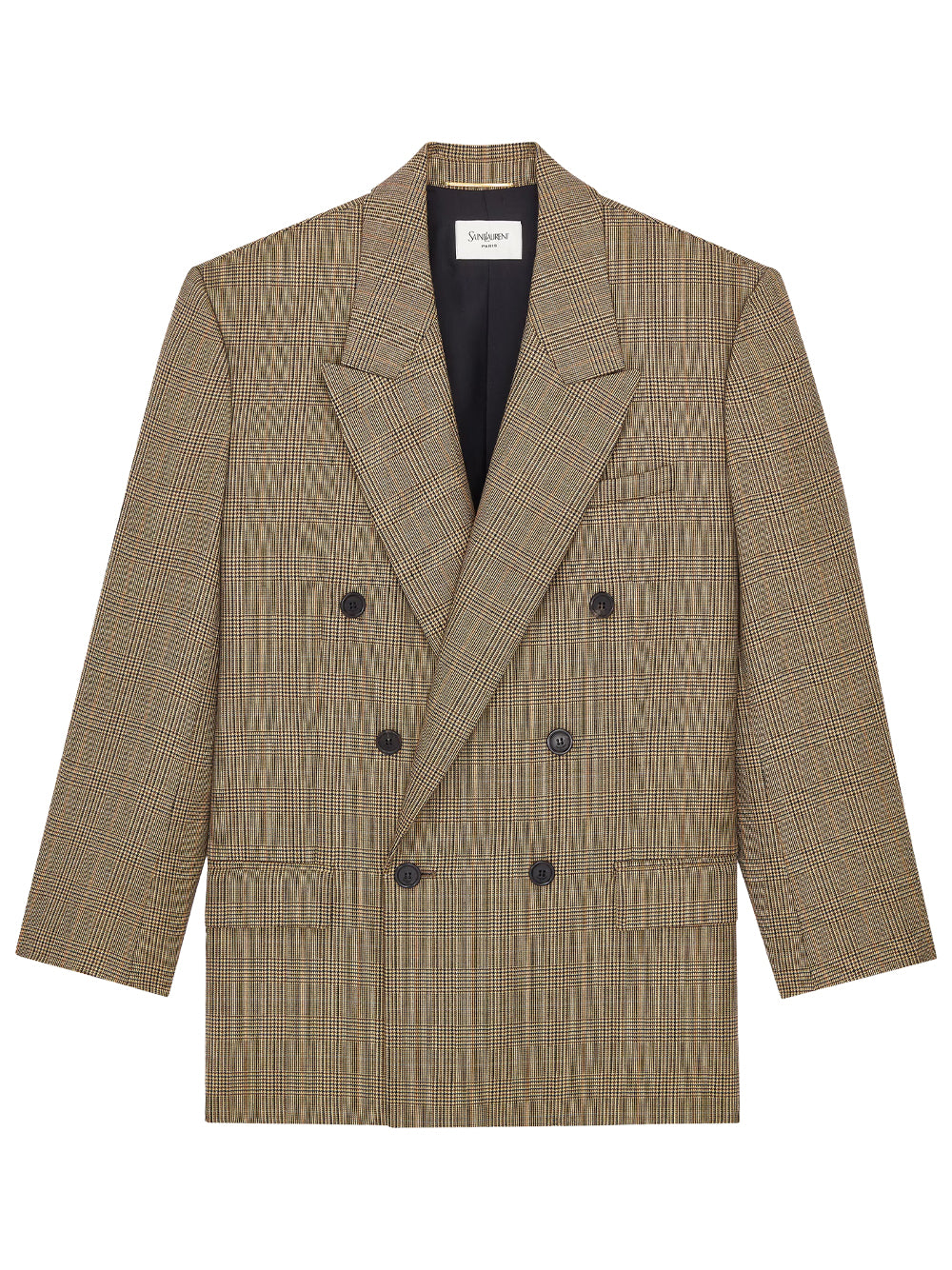 Saint Laurent Women Double-Breasted Jacket In Prince Of Wales Puppytooth Wool SAINT LAURENT