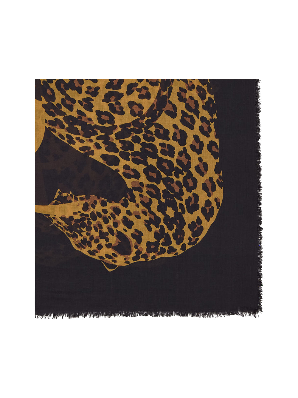 Saint Laurent Women Cassandre Leopard Square Scarf In Wool Twill SAINT LAURENT