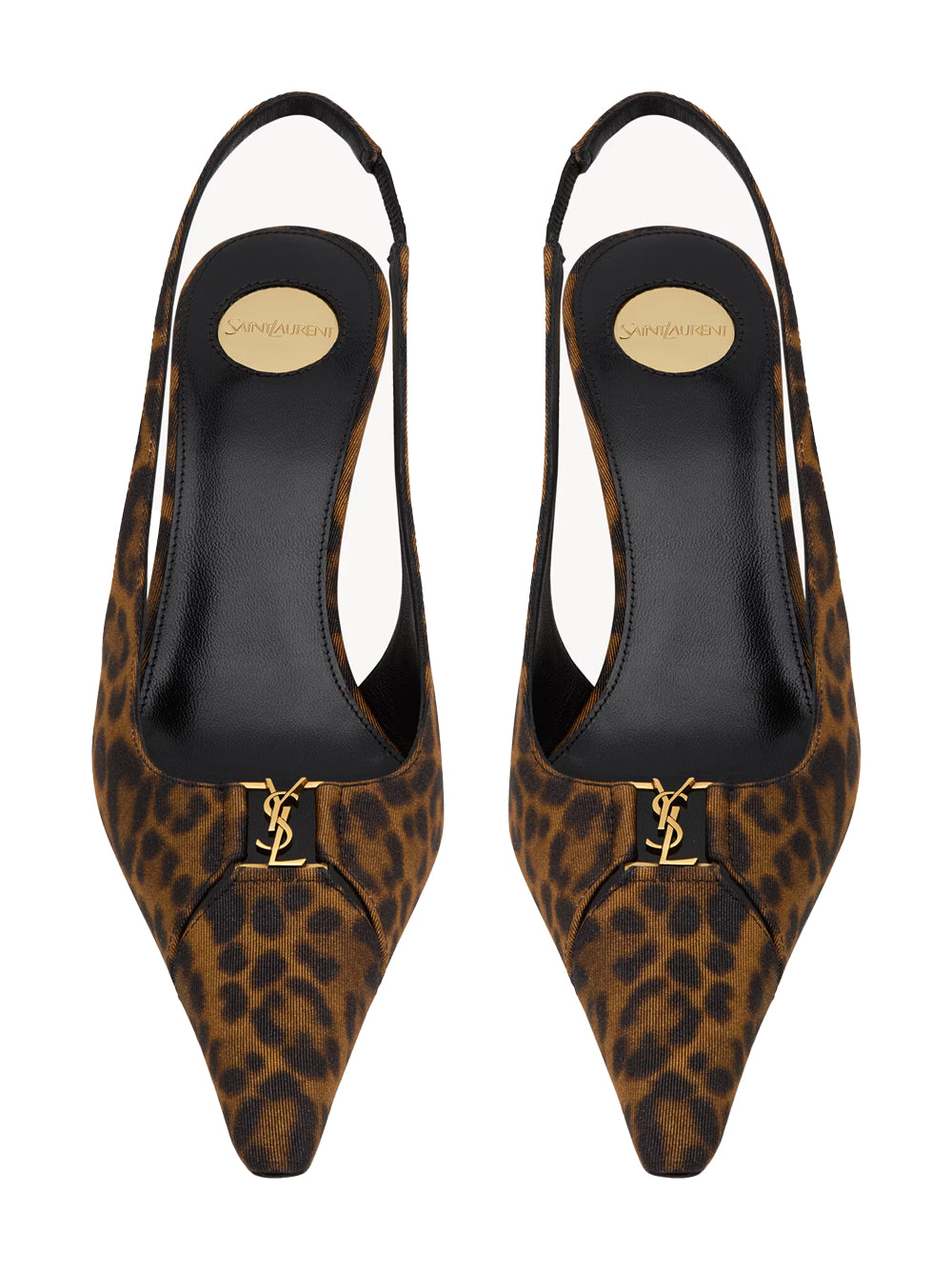 Saint Laurent Women Babylone Breteuil Slingback Pumps In Leopard Grosgrain SAINT LAURENT