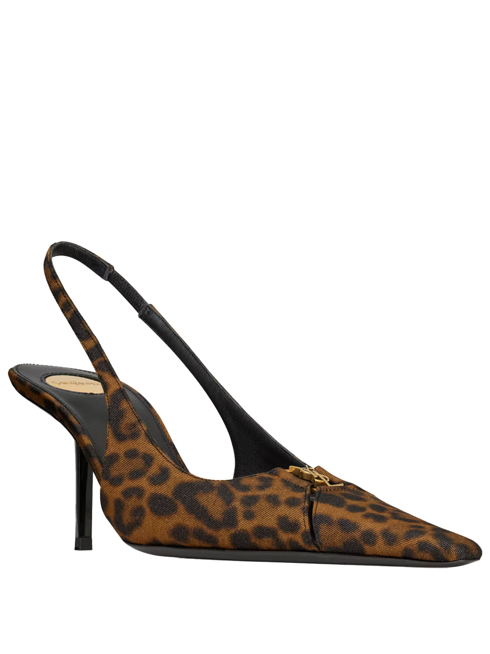 Saint Laurent Women Babylone Breteuil Slingback Pumps In Leopard Grosgrain SAINT LAURENT