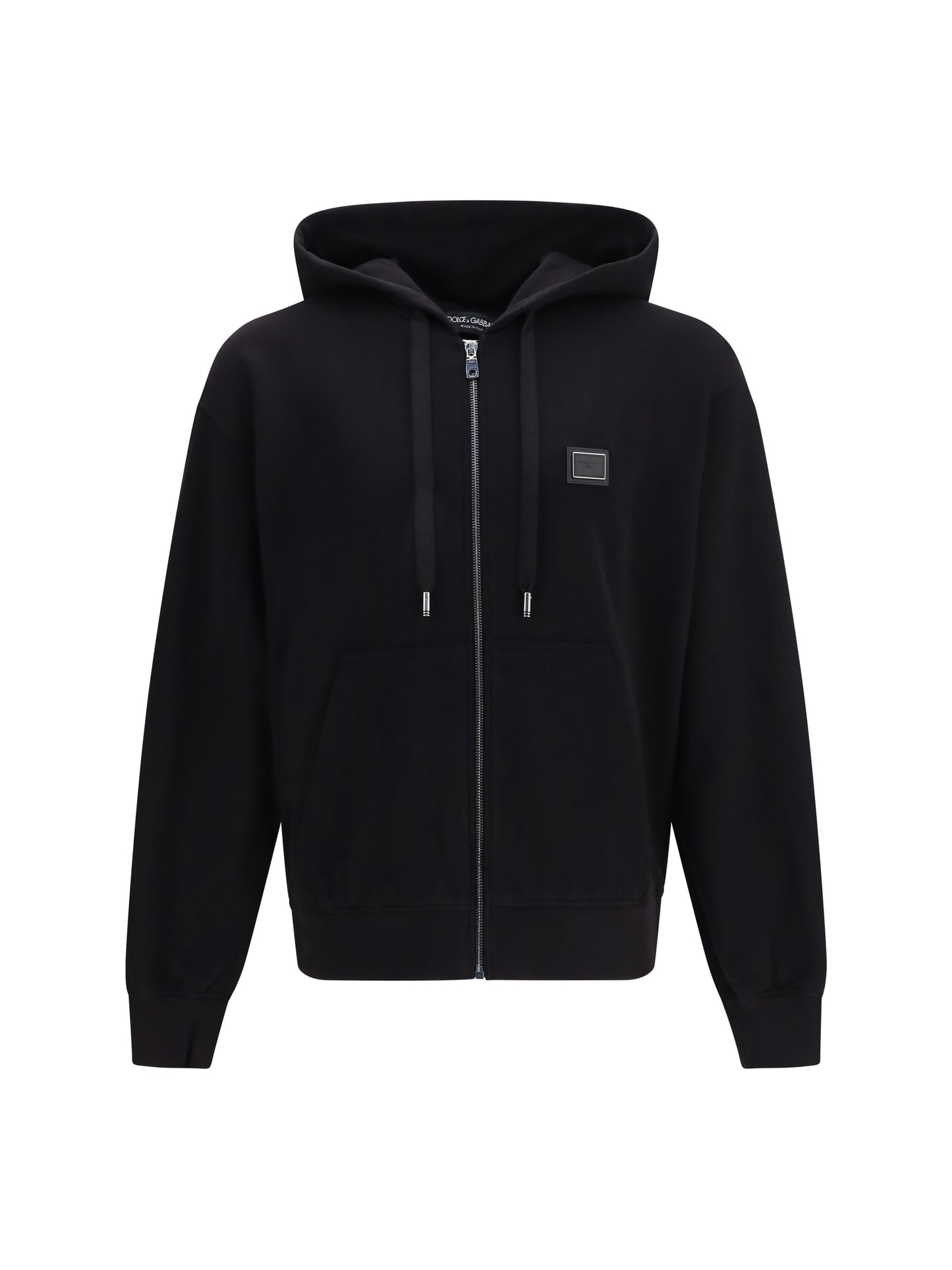 Dolce & Gabbana Men Cotton Hoodie With Dg Plaque DOLCE & GABBANA