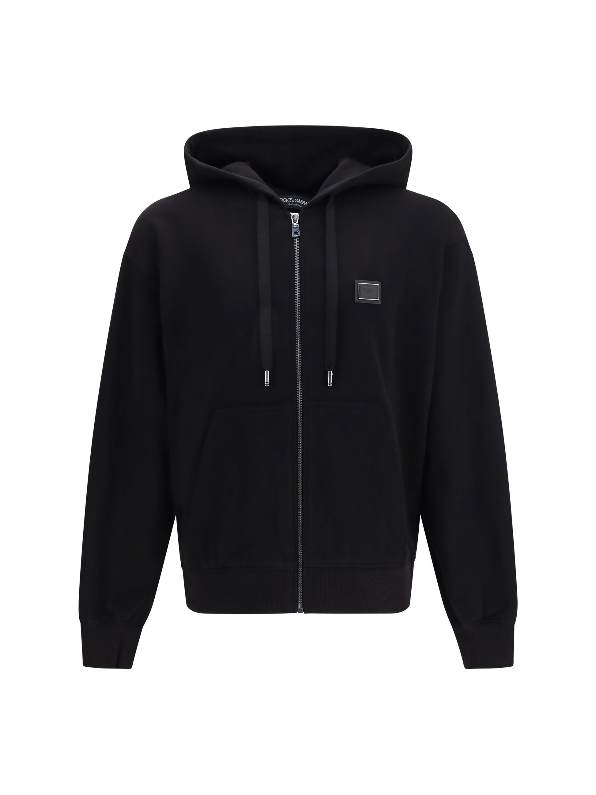 Dolce & Gabbana Men Cotton Hoodie With Dg Plaque DOLCE & GABBANA