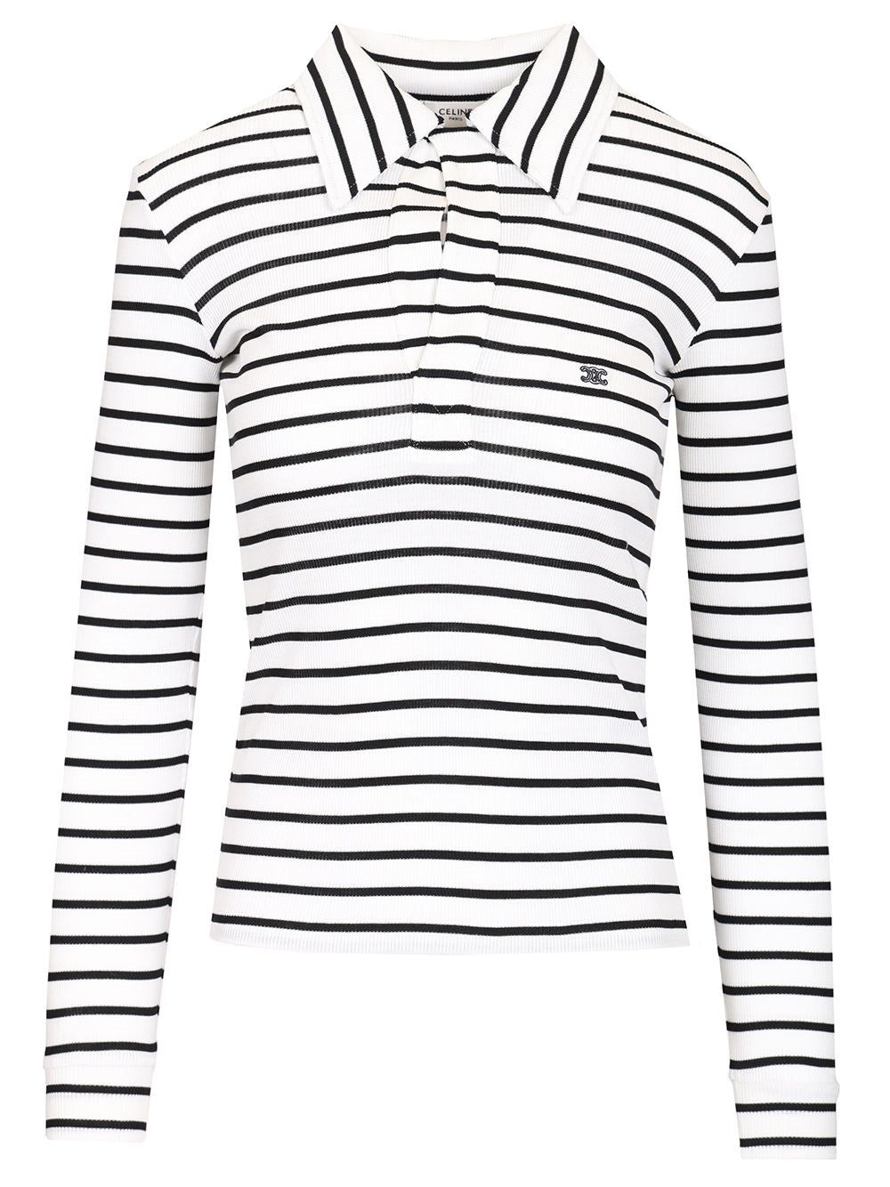 Celine Women Striped Silk Jersey Polo Shirt CELINE