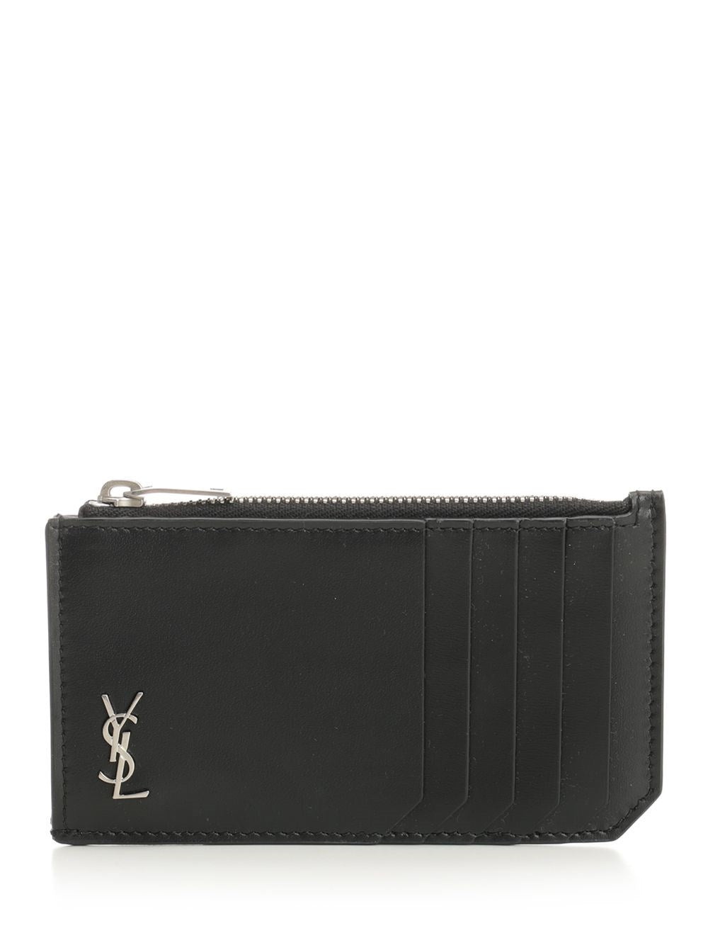 Saint Laurent Men "Fragments Tiny Cassandre" Card Holder SAINT LAURENT
