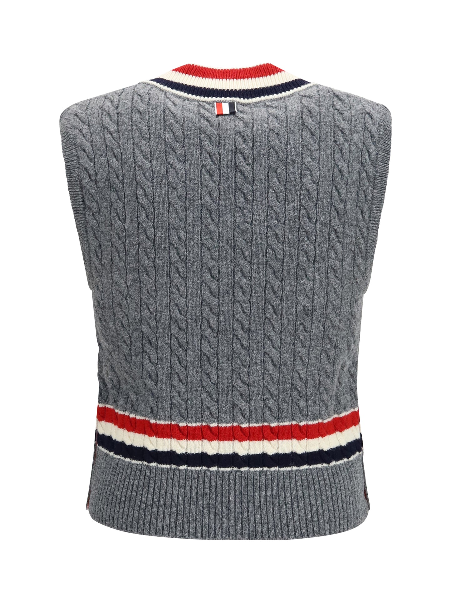 Thom Browne Men Cable-Knit Cricket V-Neck Vest THOM BROWNE