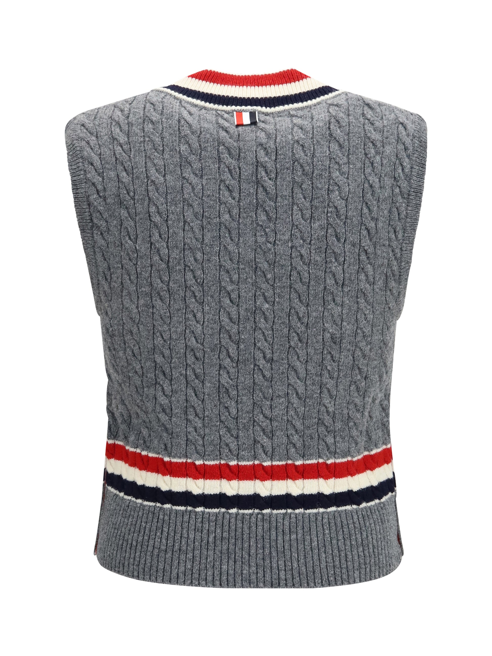 Thom Browne Men Cable-Knit Cricket V-Neck Vest THOM BROWNE