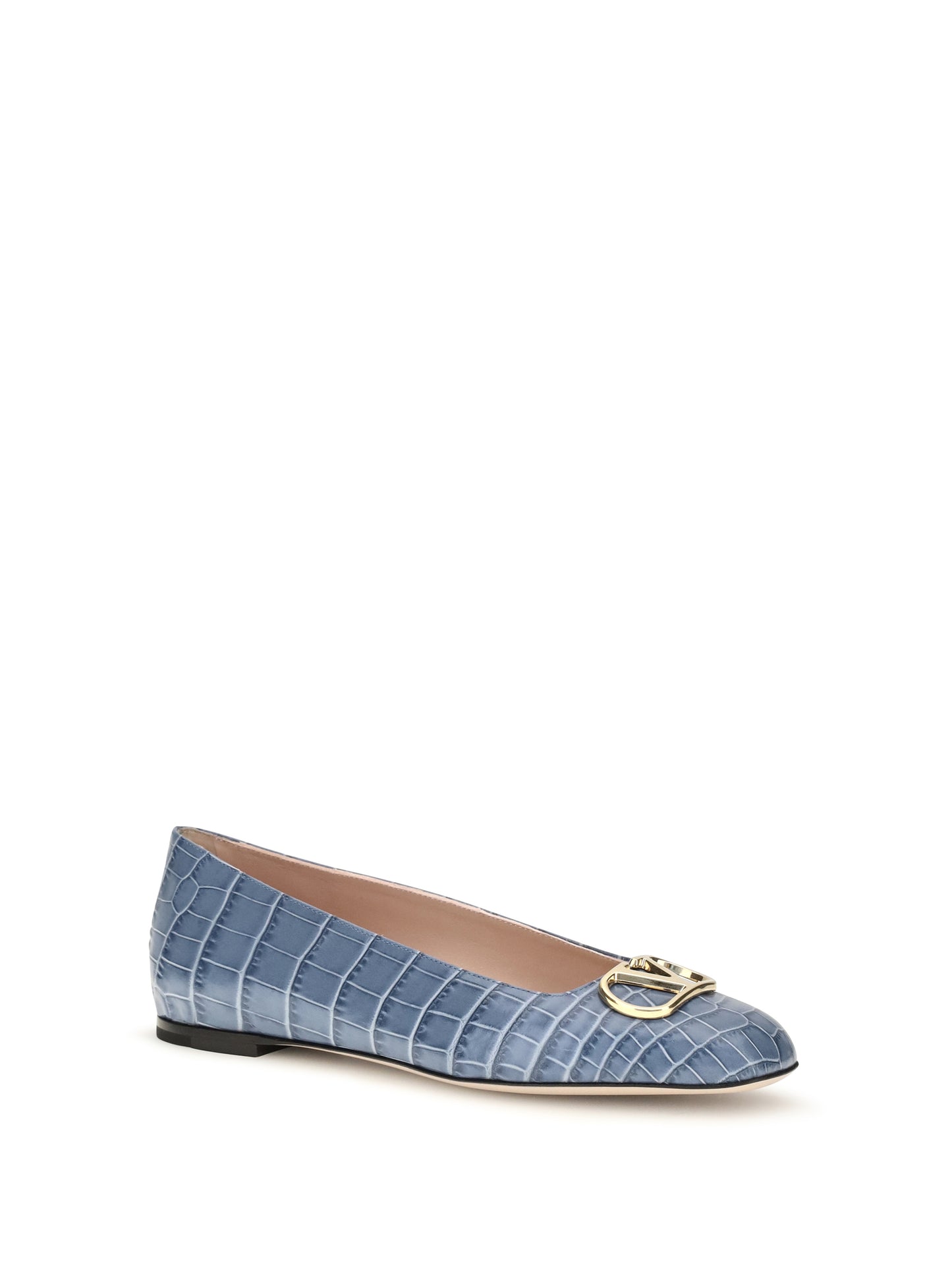 Valentino Garavani Women Vlogo Signature Croc-Effect Ballerinas VALENTINO GARAVANI