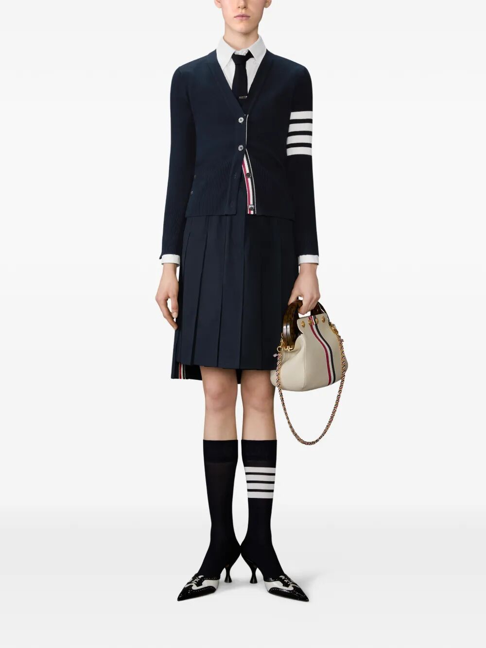 Thom Browne Women Pleated Wool Midi Skirt THOM BROWNE