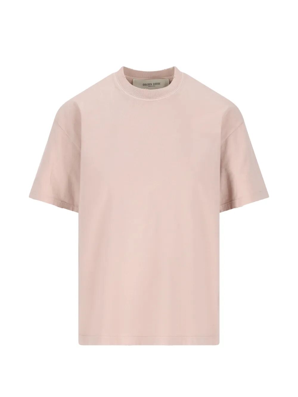 Golden Goose Women Aged-Effect Cotton T-Shirt With Reverse Logo On The Back GOLDEN GOOSE