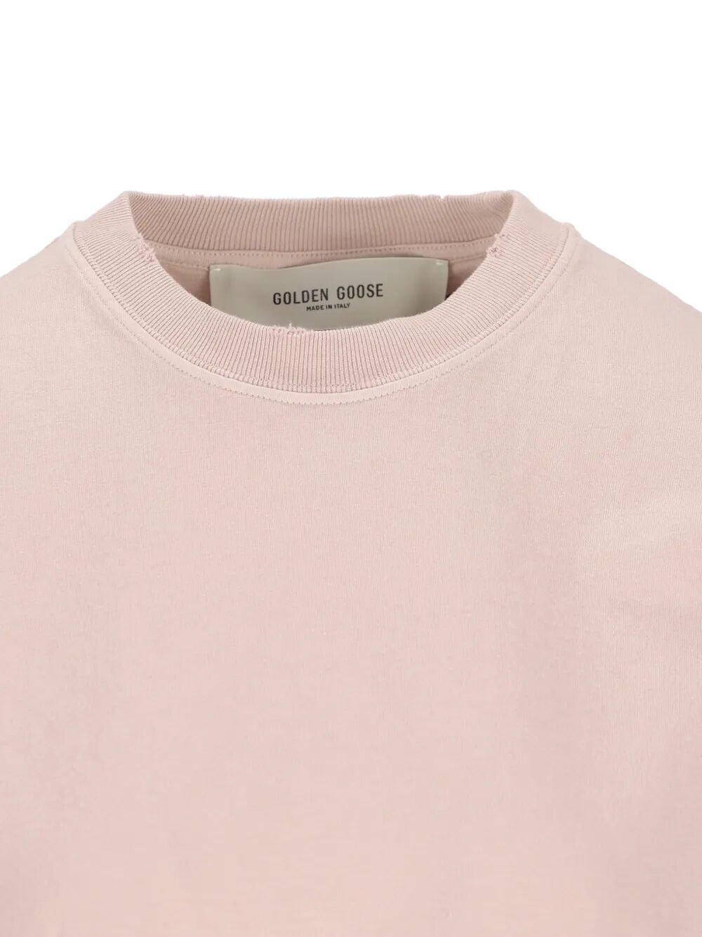 Golden Goose Women Aged-Effect Cotton T-Shirt With Reverse Logo On The Back GOLDEN GOOSE