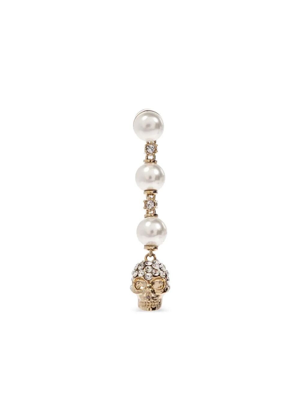 Alexander Mcqueen Women Skull And Pearl Earrings In Pale Gold ALEXANDER MCQUEEN