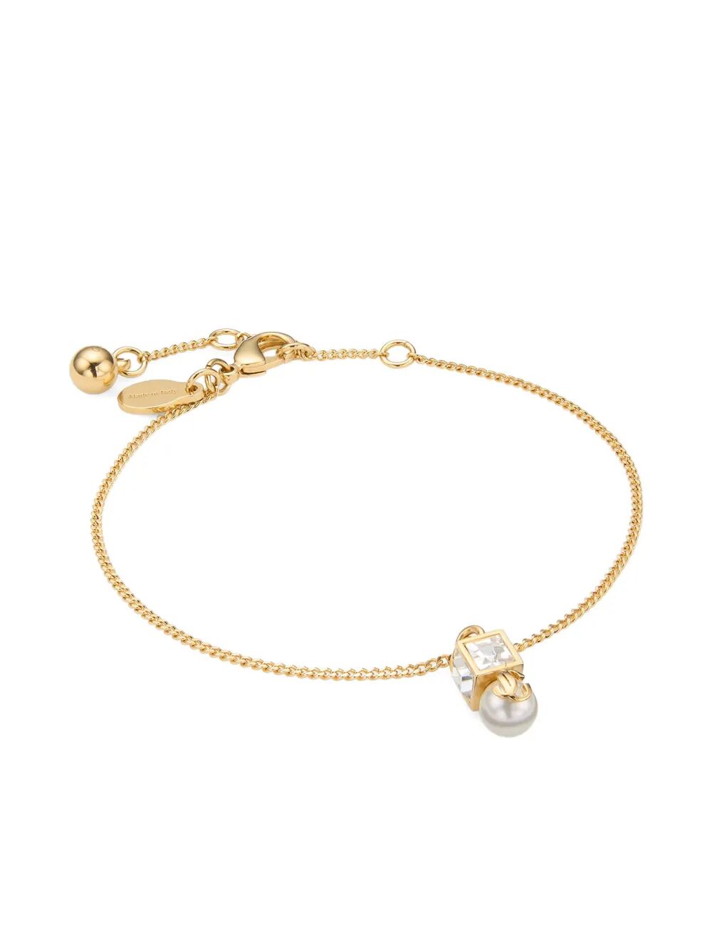 Jimmy Choo Women Gold Metal Jc Pearl Cube Bracelet With Pearl And Crystal Cube JIMMY CHOO