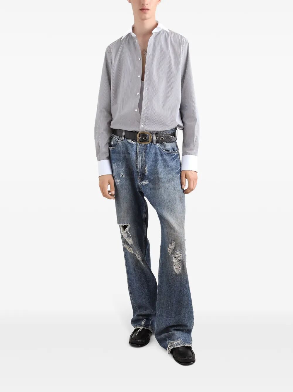 Dolce & Gabbana Men Striped Cotton Shirt DOLCE & GABBANA