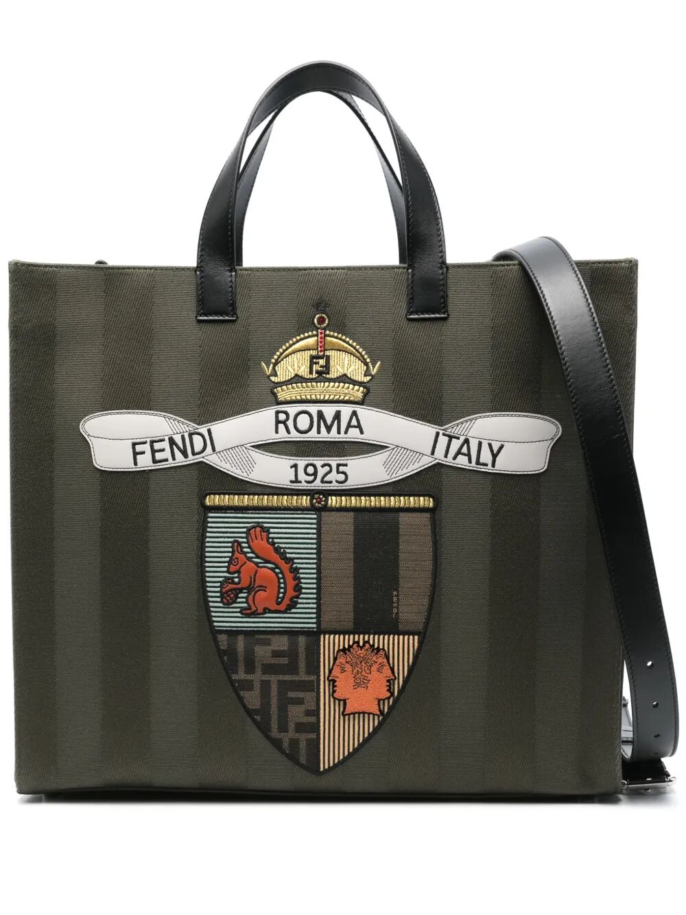 Fendi Men Fendi Club Pequin Canvas Shopper Bag FENDI