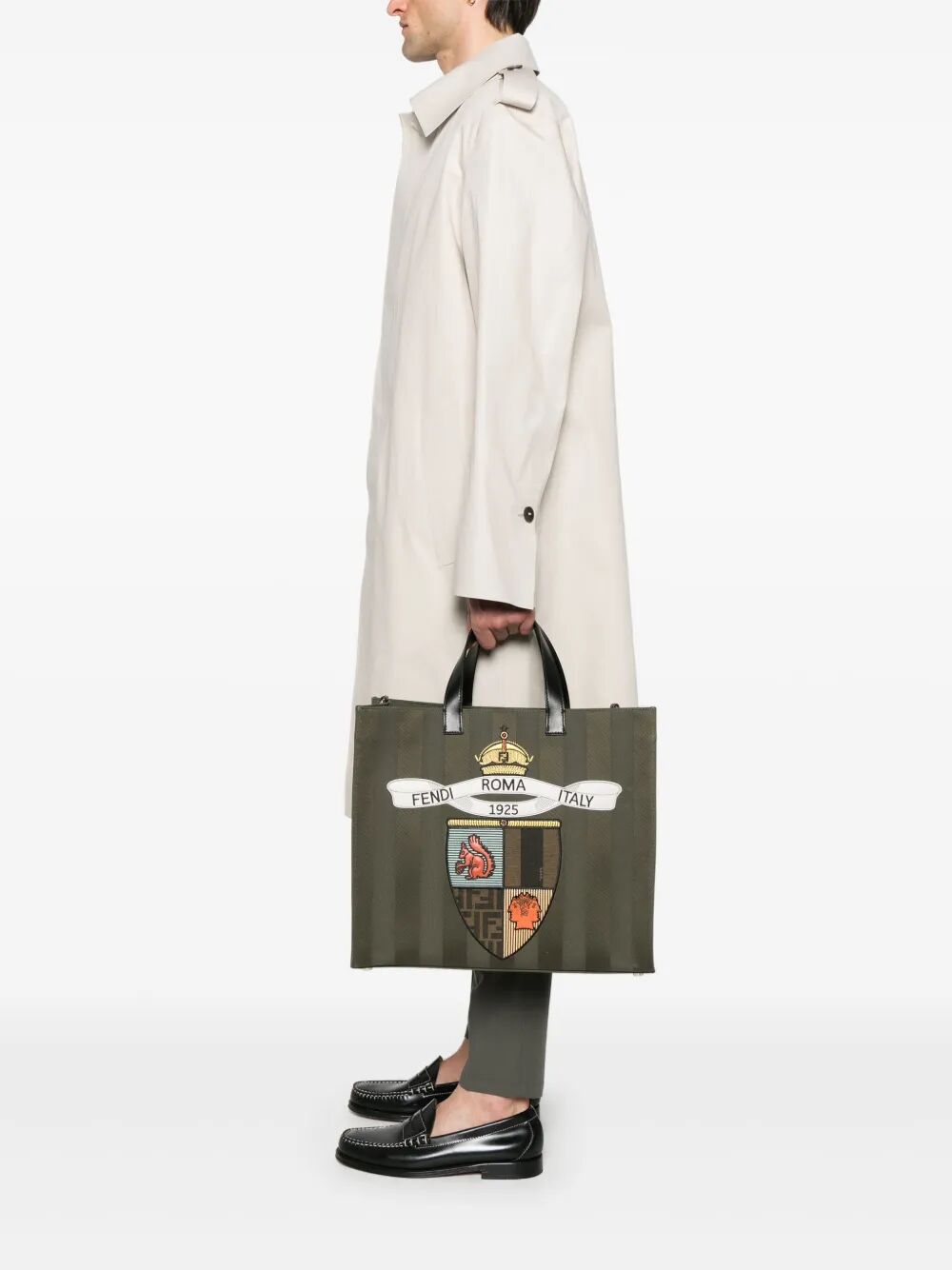 Fendi Men Fendi Club Pequin Canvas Shopper Bag FENDI