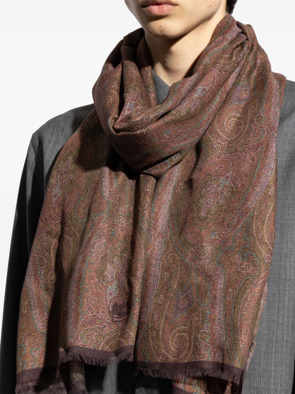 Etro Men Sciarpa Sfrangiata Stampa Paisely ETRO