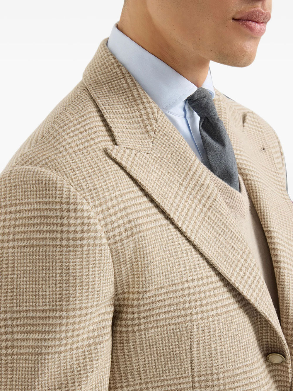 Brunello Cucinelli Men Cashmere Blend Checked Single-Breasted Blazer BRUNELLO CUCINELLI