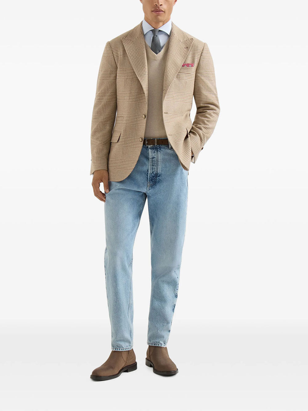 Brunello Cucinelli Men Cashmere Blend Checked Single-Breasted Blazer BRUNELLO CUCINELLI