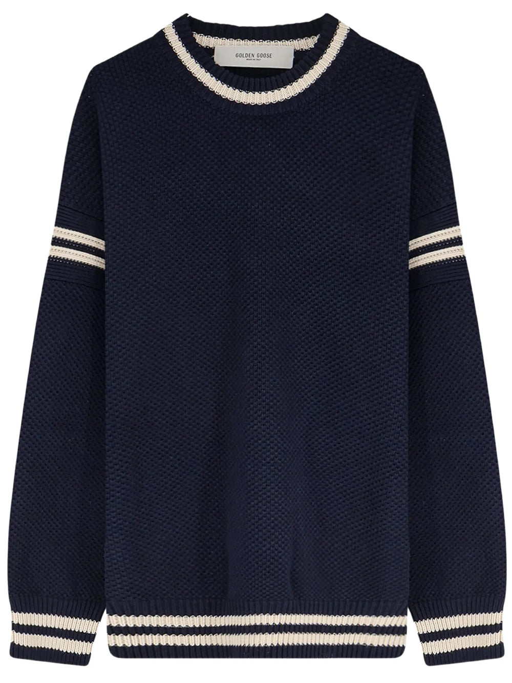 Golden Goose Men Maglione Boxy Da Uomo In Cotone Blu Scuro Con Ricamo GOLDEN GOOSE