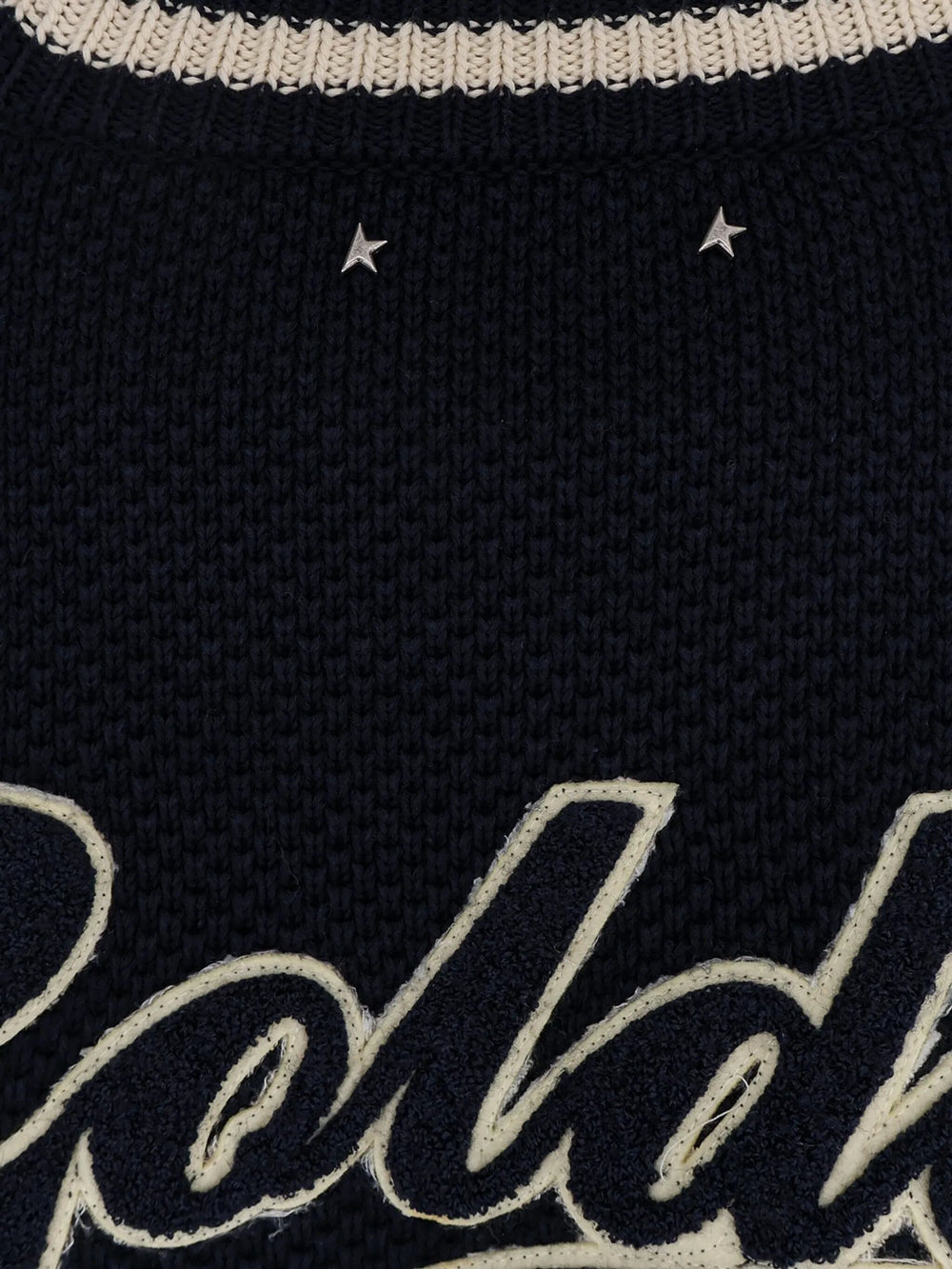 Golden Goose Men Maglione Boxy Da Uomo In Cotone Blu Scuro Con Ricamo GOLDEN GOOSE