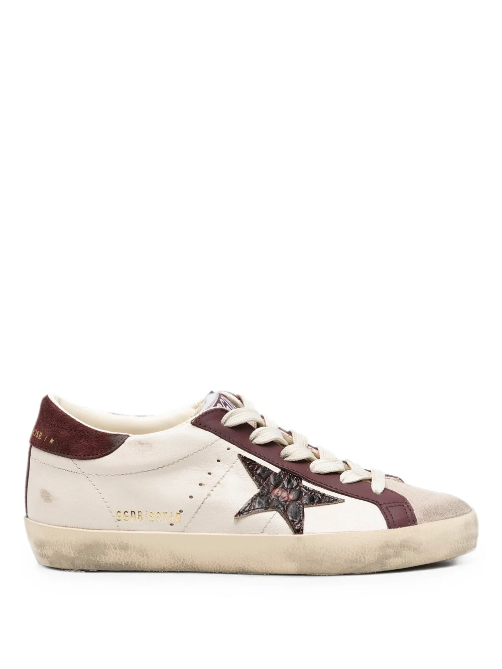 Golden Goose Women Super-Star Sneakers In Vintage Effect Leather With Crocodile-Effect Leather Star And Suede Heel Tab GOLDEN GOOSE