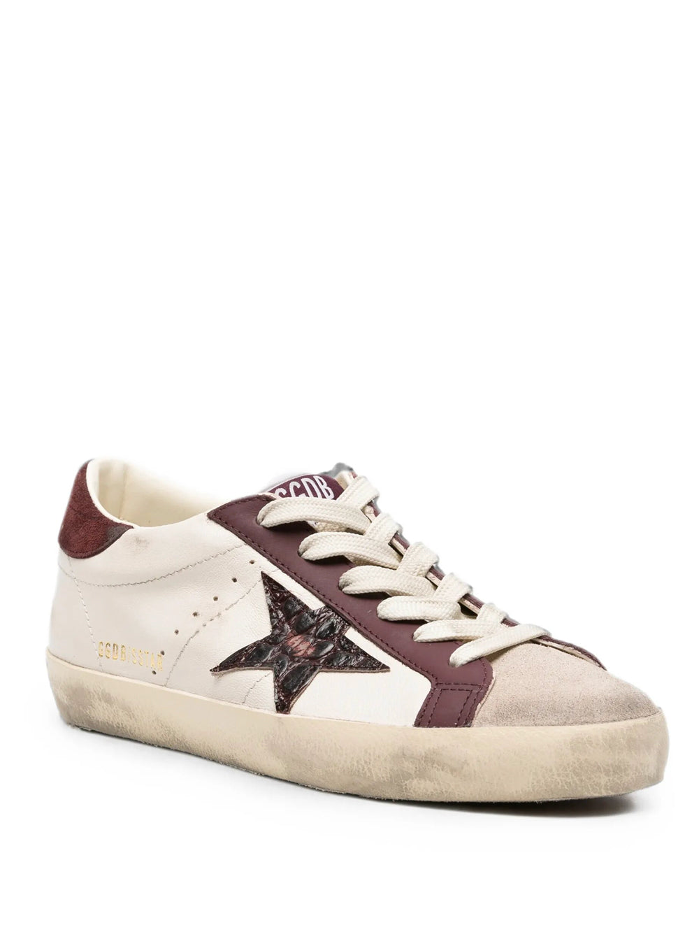 Golden Goose Women Super-Star Sneakers In Vintage Effect Leather With Crocodile-Effect Leather Star And Suede Heel Tab GOLDEN GOOSE
