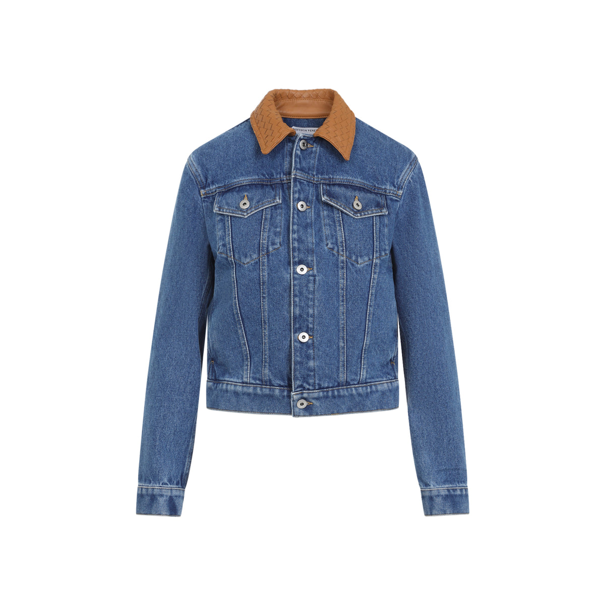 Bottega Veneta Denim Intrecciato Collar Jacket Women BOTTEGA VENETA