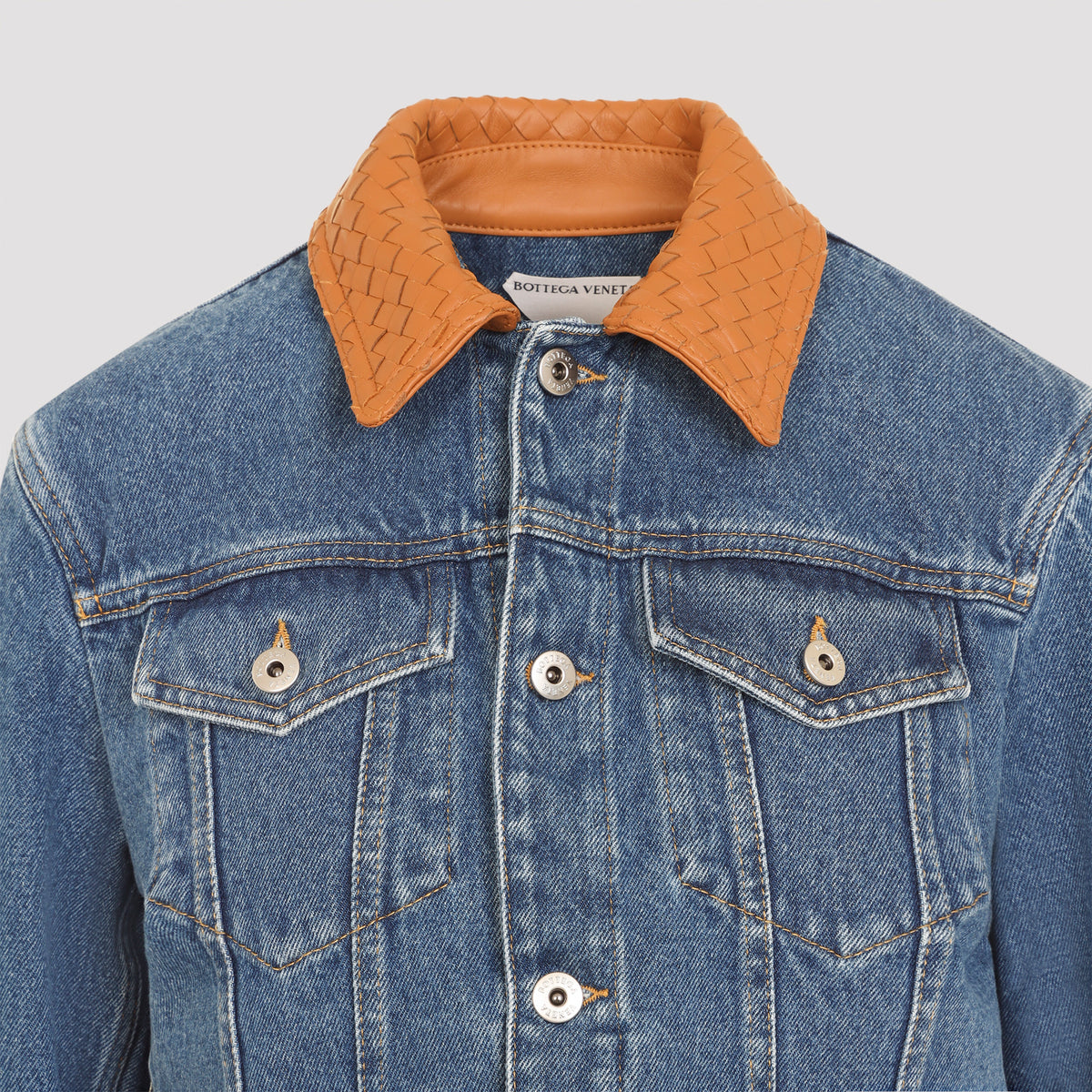 Bottega Veneta Denim Intrecciato Collar Jacket Women BOTTEGA VENETA