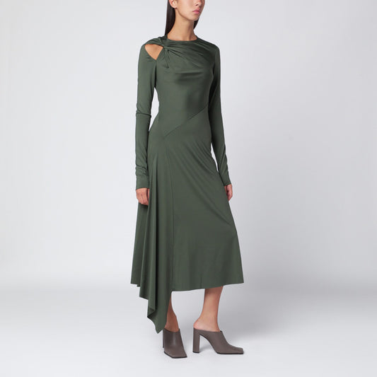 Victoria Beckham Midi Dress In Oregano Green With Interlace Women