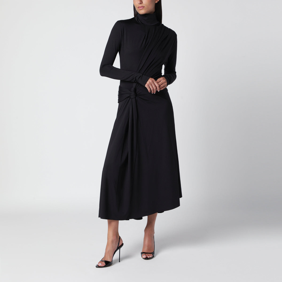 Victoria Beckham Black Asymmetrical Dress With High Neck Women VICTORIA BECKHAM
