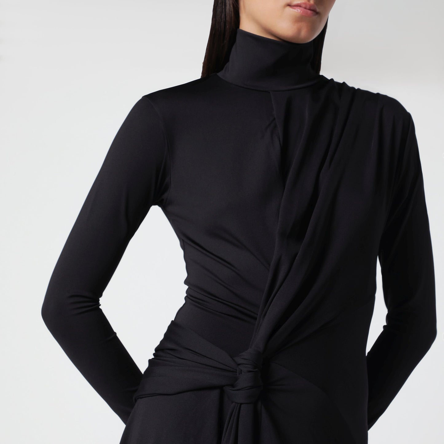 Victoria Beckham Black Asymmetrical Dress With High Neck Women VICTORIA BECKHAM