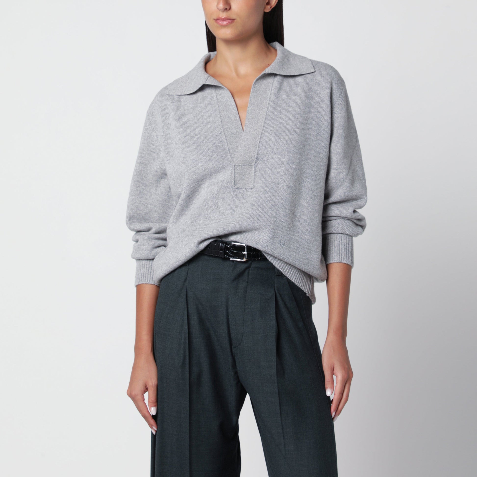 Victoria Beckham Genevieve Grey Melange Cashmere Sweater Women VICTORIA BECKHAM