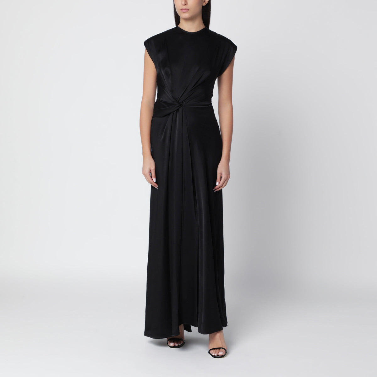 Victoria Beckham Aria Gown Long Black Satin Dress Women VICTORIA BECKHAM