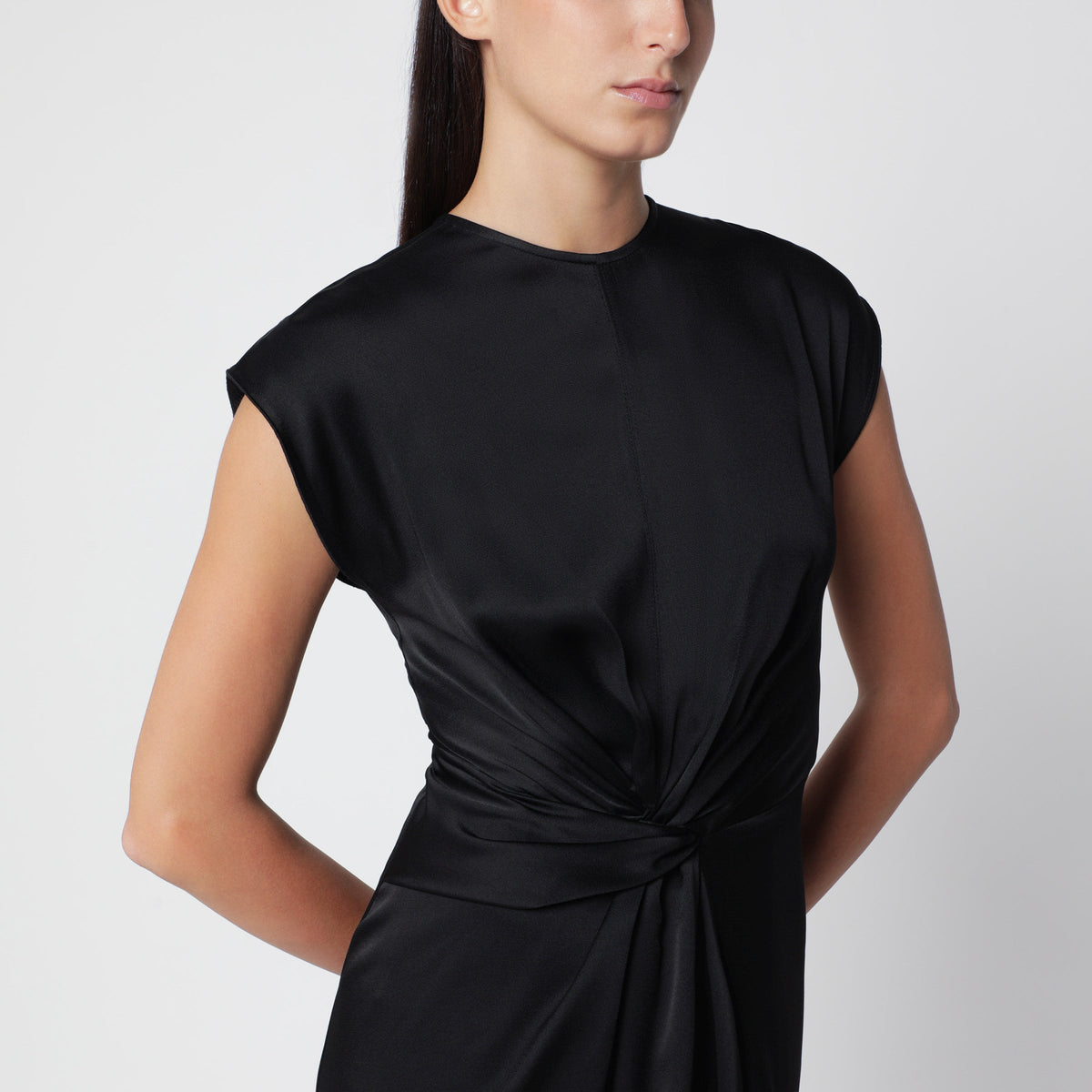 Victoria Beckham Aria Gown Long Black Satin Dress Women VICTORIA BECKHAM