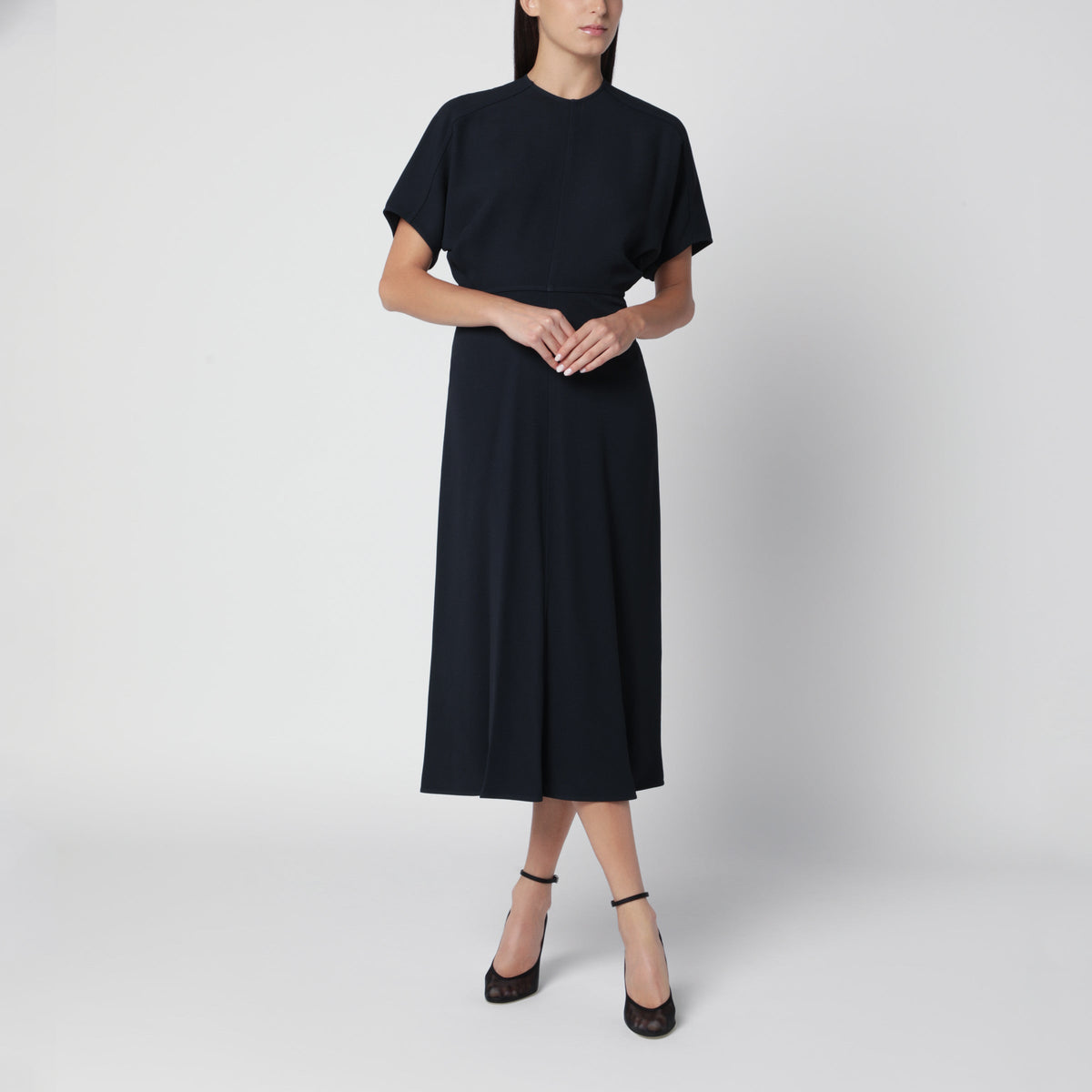 Victoria Beckham Ink Eleanor Midi Dress In Fluid Cady Women VICTORIA BECKHAM