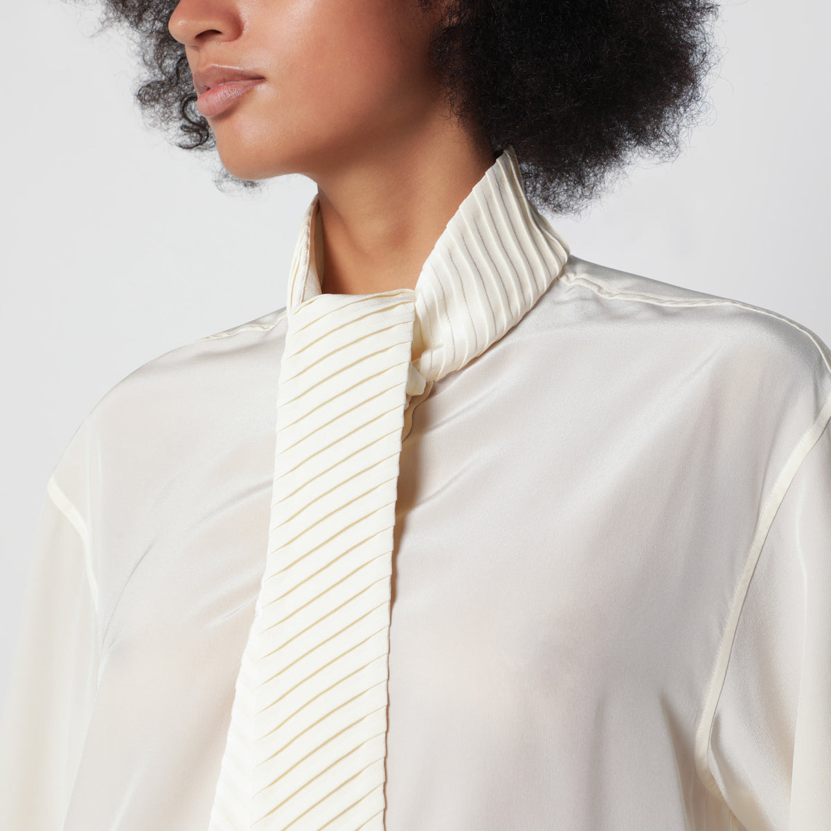 Victoria Beckham Ivory Silk Blouse With Scarf Detail Women VICTORIA BECKHAM