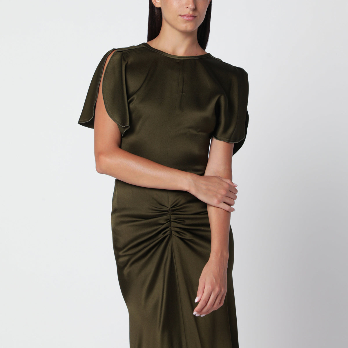 Victoria Beckham Bela Green Crepe Satin Top Women VICTORIA BECKHAM